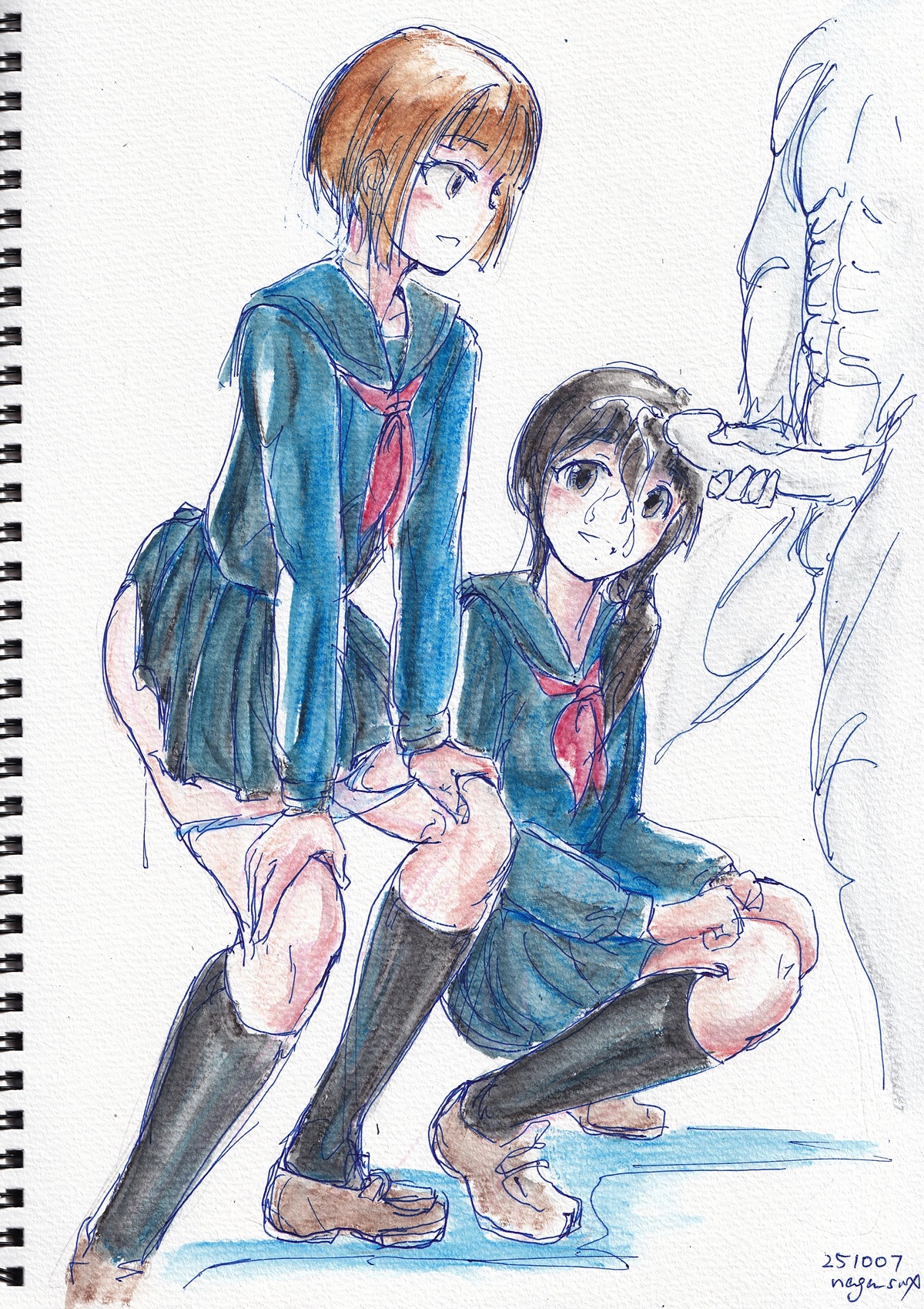 紺色セーラー服を来たショートボブ茶髪が時間停止中にレされているところ